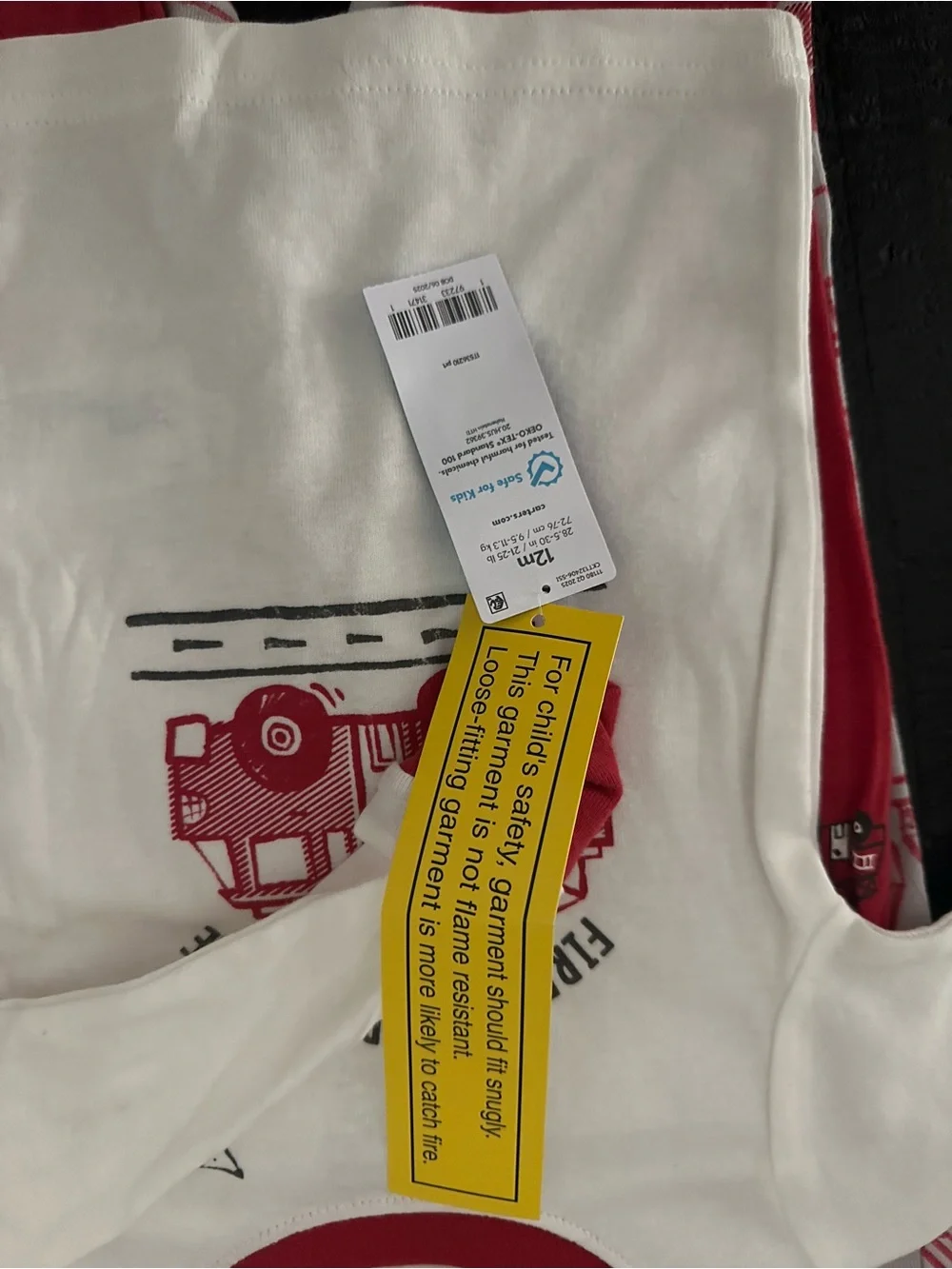 Carter's White & Red Fire Truck Pajama Set